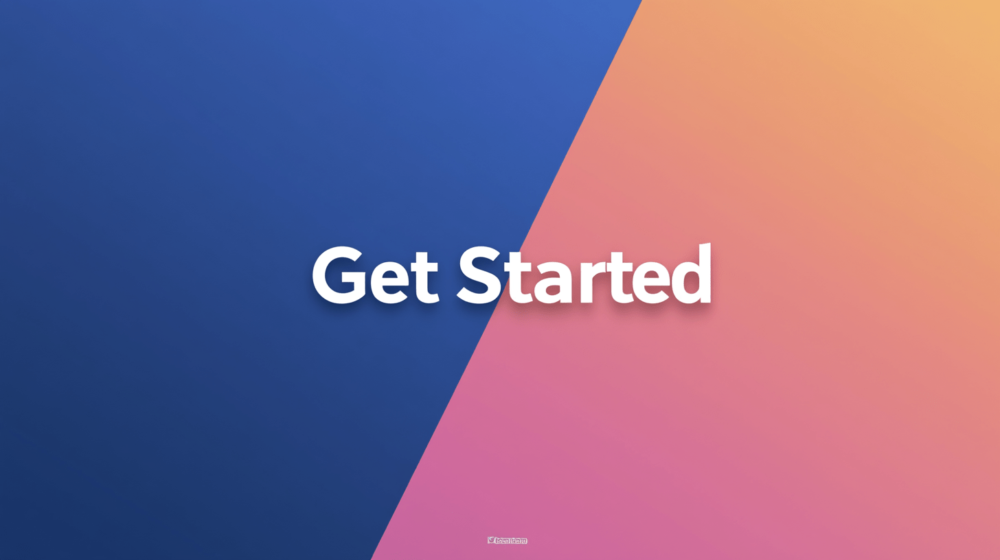 Large "Get Started" button split diagonally, left half with Google color scheme, right half with Facebook color scheme, digital marketing call-to-action, minimalist design